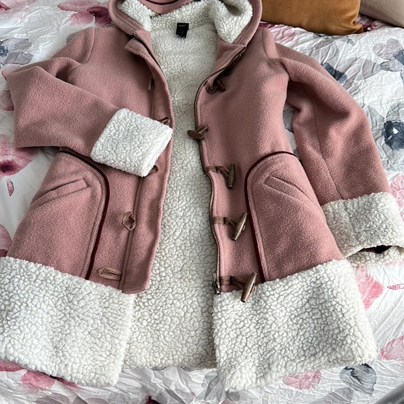 Y2K Paul Frank Sherpa Lined, Mauve Fleece jacket with zipper and wooden button - Picture 9 of 14